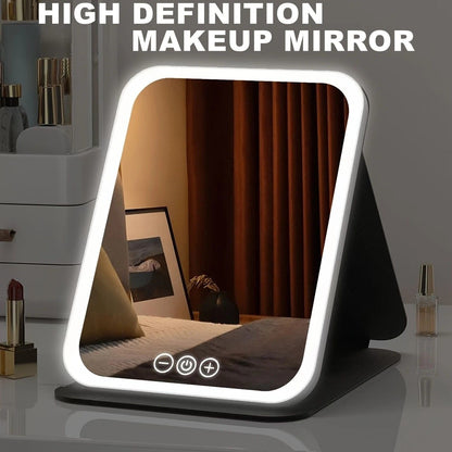 LED Makeup Mirror with Lights, 3 Color Modes Touch Control, Rechargeable Travel Vanity Mirror(pink) V1232-ZDHZJ001