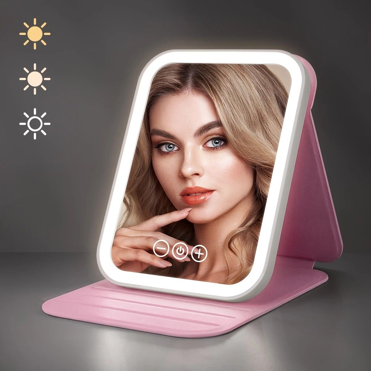 LED Makeup Mirror with Lights, 3 Color Modes Touch Control, Rechargeable Travel Vanity Mirror(WHITE) V1232-ZDHZJ002
