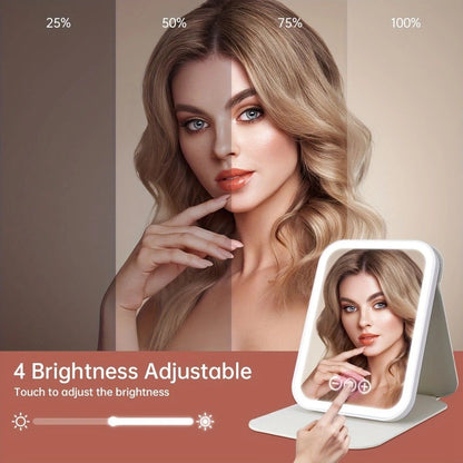 LED Makeup Mirror with Lights, 3 Color Modes Touch Control, Rechargeable Travel Vanity Mirror(BLACK) V1232-ZDHZJ003