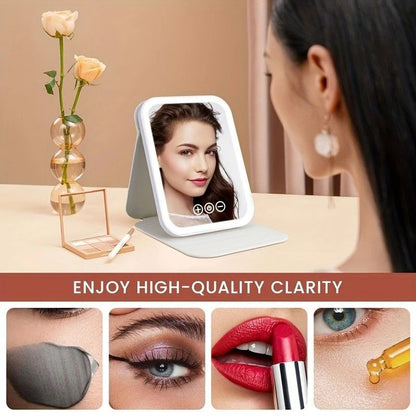 LED Makeup Mirror with Lights, 3 Color Modes Touch Control, Rechargeable Travel Vanity Mirror(BLACK) V1232-ZDHZJ003