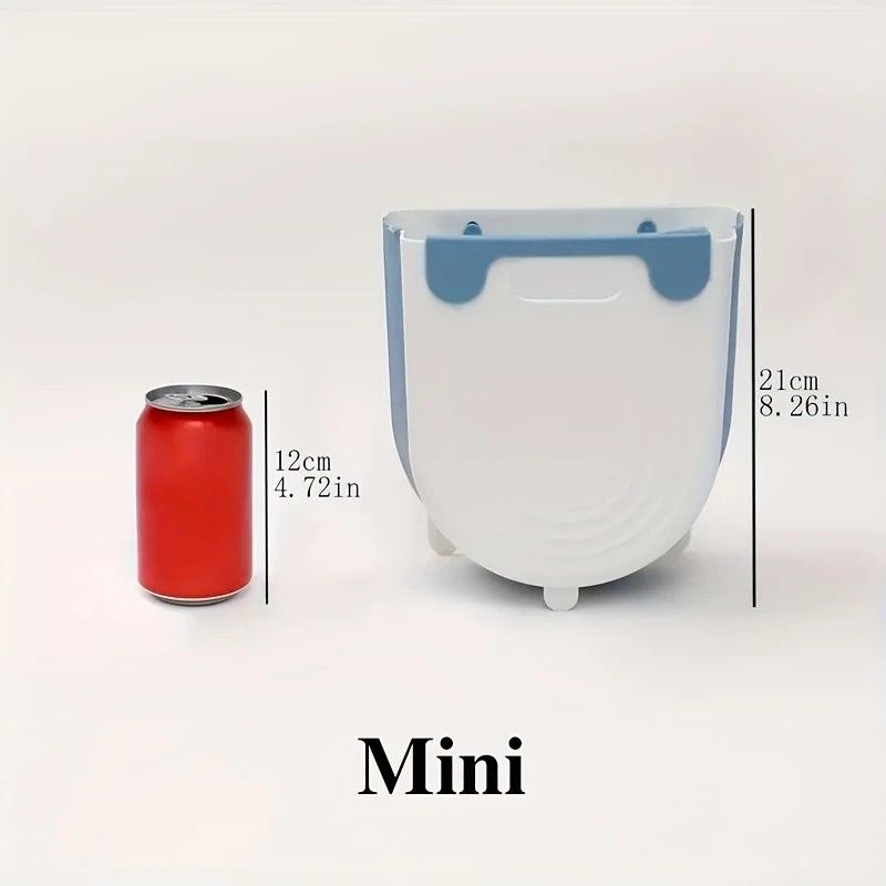 1 Portable Folding Trash Can with Hook - Modern Minimalist Rectangular Design, Space-Saving Durable Plastic V1232-ZDLJT001