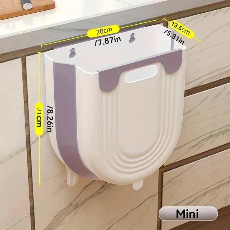 1 Portable Folding Trash Can with Hook - Modern Minimalist Rectangular Design, Space-Saving Durable Plastic V1232-ZDLJT002