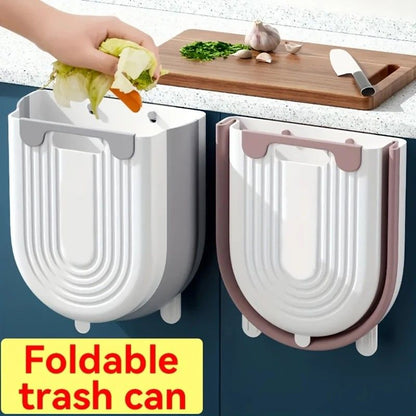 1 Portable Folding Trash Can with Hook - Modern Minimalist Rectangular Design, Space-Saving Durable Plastic V1232-ZDLJT002