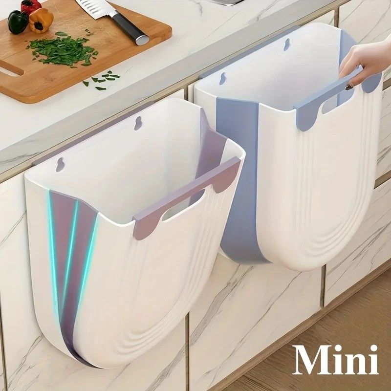 1 Portable Folding Trash Can with Hook - Modern Minimalist Rectangular Design, Space-Saving Durable Plastic V1232-ZDSLJT003