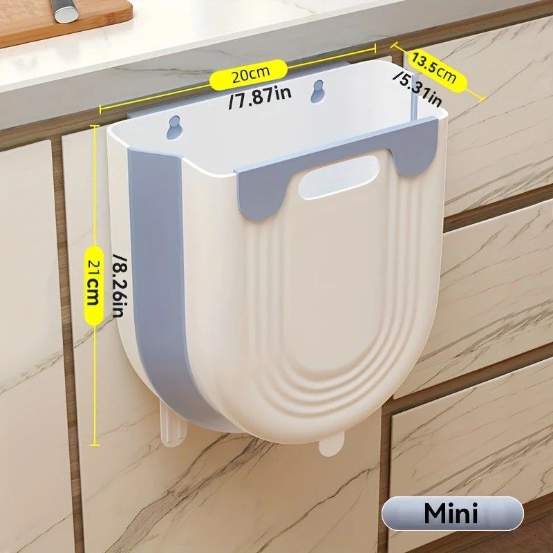 1 Portable Folding Trash Can with Hook - Modern Minimalist Rectangular Design, Space-Saving Durable Plastic V1232-ZDSLJT003