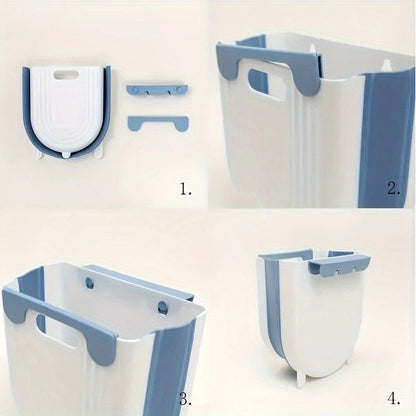 1 Portable Folding Trash Can with Hook - Modern Minimalist Rectangular Design, Space-Saving Durable Plastic V1232-ZDSLJT003