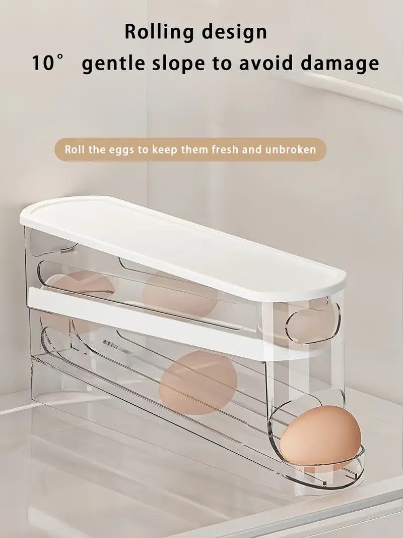 Automatic Sliding Egg Holder 12-14 Eggs Flip Lid Fridge Storage Container V1232-ZDSNH001