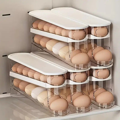 Automatic Sliding Egg Holder 12-14 Eggs Flip Lid Fridge Storage Container V1232-ZDSNH001