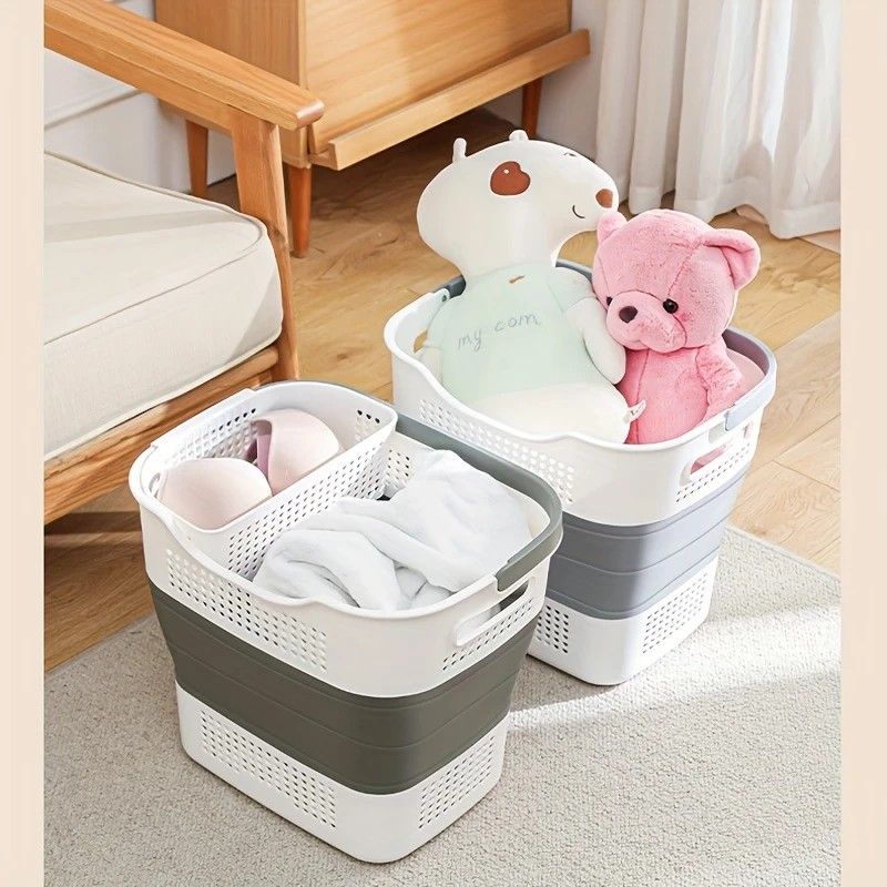 Multi-functional Folding Laundry Basket: Hassle-free Storage, One Basket for All Your Clothes Sorting. green V1232-ZDXYL001