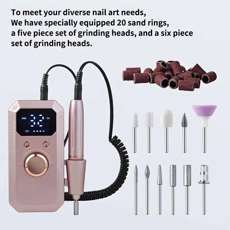 Professional Nail Drill: Quiet and Efficient, LED Digital Display, 31 Accessories for All-in-One Use, Easy V1232-ZJZTJ003