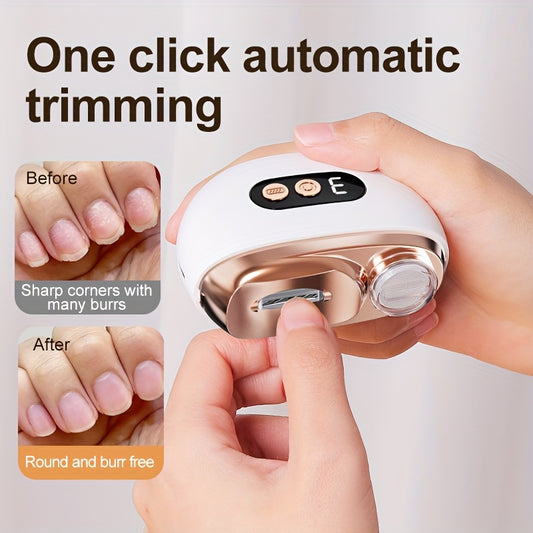Smart Electric Nail Clipper 2-in-1 Polishing & Trimming Tool, USB rechargeable, with 500mAh lithium polymer V1232-ZNZQJ001