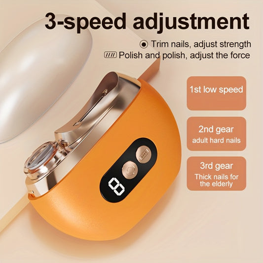 Smart Electric Nail Clipper 2-in-1 Polishing & Trimming Tool, USB rechargeable with 500mAh lithium polymer V1232-ZNZQJ002