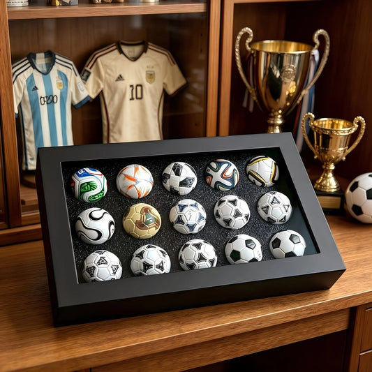 1970-2026 Handmade Mini Football Ornaments, 15 Classic Reproductions, Leather Hand-Stitched, with Acrylic V1232-ZQMX001