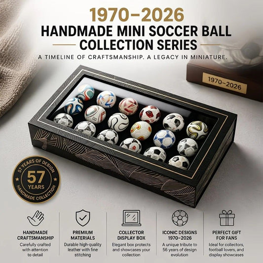 1970-2026 Handmade Mini Football Ornaments, 15 Classic Reproductions, Leather Hand-Stitched, with Acrylic V1232-ZQMX001