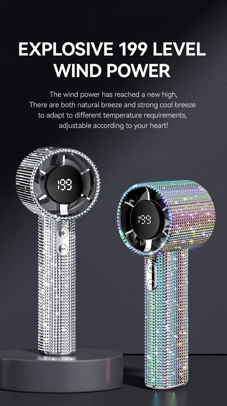 White Diamond /Diamond - style Handheld Mini Fan, Exquisite and Long - lasting Battery Life V1232-ZSKSCFS001