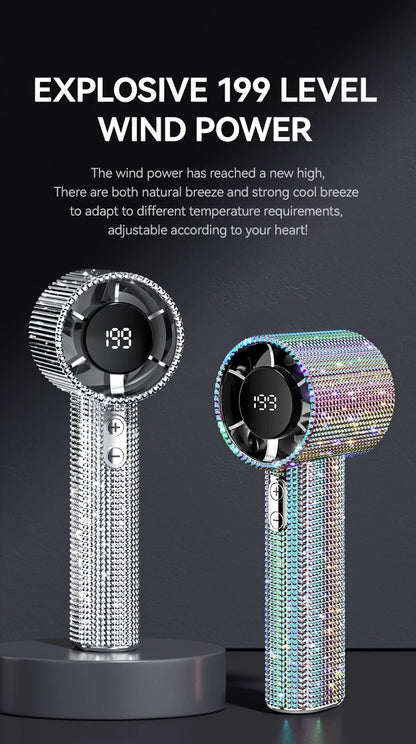 White Diamond /Diamond - style Handheld Mini Fan, Exquisite and Long - lasting Battery Life V1232-ZSKSCFS001