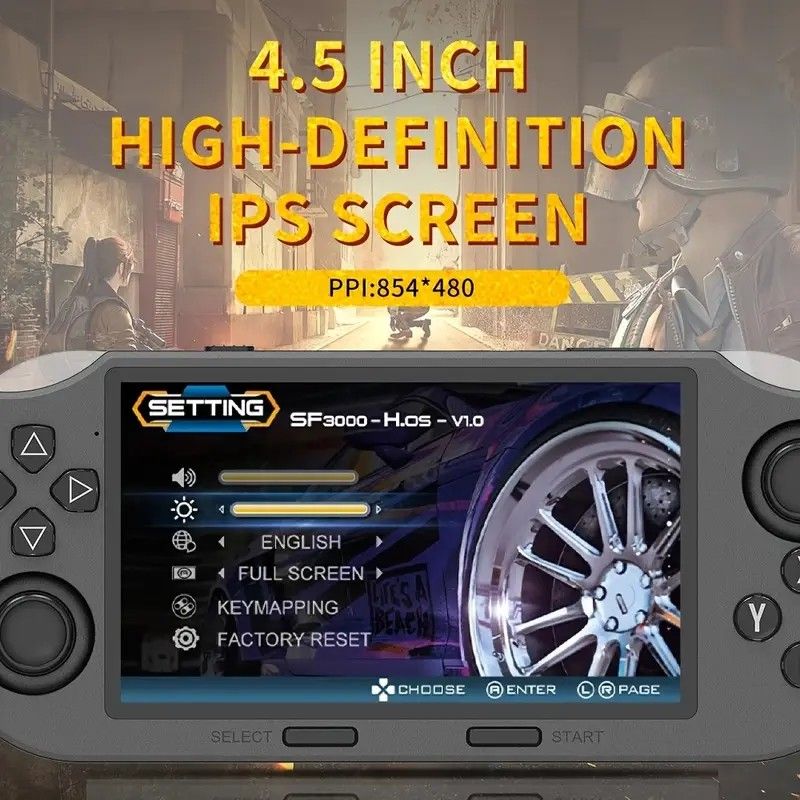 SF3000 64G Portable Handheld Game Console with IPS Screen Retro Video Game Console, Perfect as Adult Gift V1232-ZSYXJ001