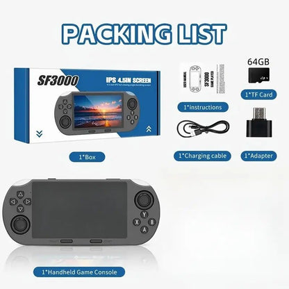 SF3000 64G Portable Handheld Game Console with IPS Screen Retro Video Game Console, Perfect as Adult Gift V1232-ZSYXJ001