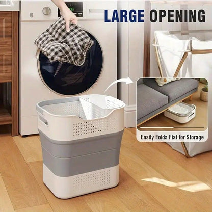 Multi-functional Folding Laundry Basket: Hassle-free Storage, One Basket for All Your Clothes Sorting.Light V1232-ZTXYL003