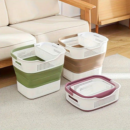 Multi-functional Folding Laundry Basket: Hassle-free Storage, One Basket for All Your Clothes Sorting.Light V1232-ZTXYL003