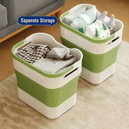 Multi-functional Folding Laundry Basket: Hassle-free Storage, One Basket for All Your Clothes Sorting.Light V1232-ZTXYL003