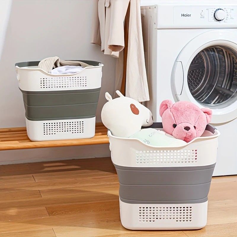 Multi-functional Folding Laundry Basket: Hassle-free Storage, One Basket for All Your Clothes Sorting.Light V1232-ZTXYL003