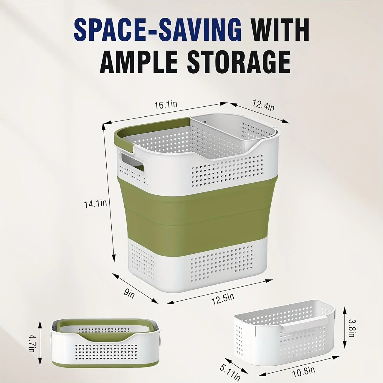 Multi-functional Folding Laundry Basket: Hassle-free Storage, One Basket for All Your Clothes Sorting.Light V1232-ZTXYL003