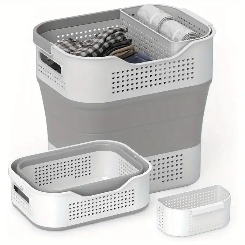 Multi-functional Folding Laundry Basket: Hassle-free Storage, One Basket for All Your Clothes Sorting.dull V1232-ZTXYL004
