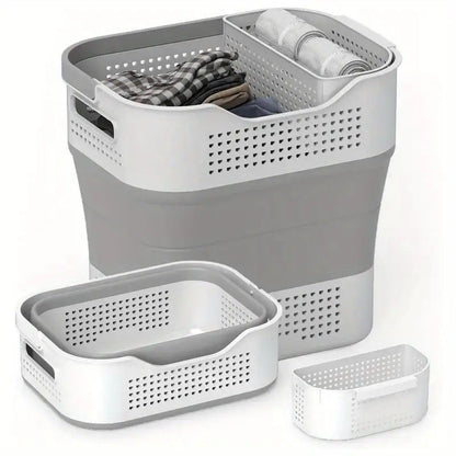 Multi-functional Folding Laundry Basket: Hassle-free Storage, One Basket for All Your Clothes Sorting.dull V1232-ZTXYL004