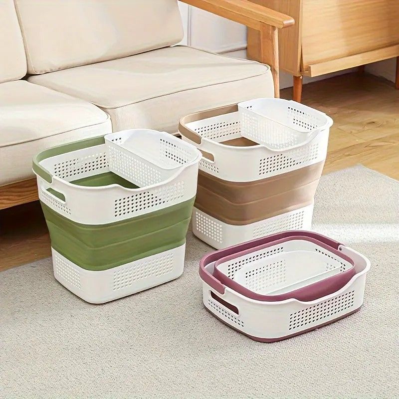 Multi-functional Folding Laundry Basket: Hassle-free Storage, One Basket for All Your Clothes Sorting.dull V1232-ZTXYL004