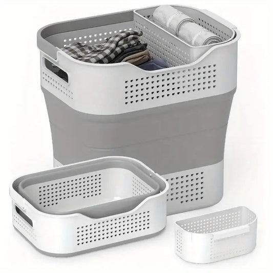 Multi-functional Folding Laundry Basket: Hassle-free Storage, One Basket for All Your Clothes Sorting.light V1232-ZTXYL005