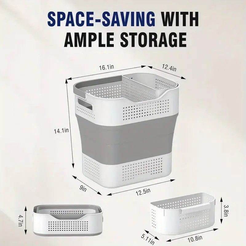Multi-functional Folding Laundry Basket: Hassle-free Storage, One Basket for All Your Clothes Sorting.light V1232-ZTXYL005
