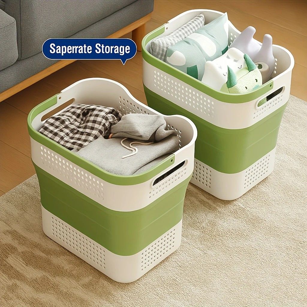 Multi-functional Folding Laundry Basket: Hassle-free Storage, One Basket for All Your Clothes Sorting.light V1232-ZTXYL005