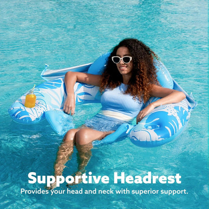 Adult Pool Floating Bed with Canopy: Upgraded Large Space, Adjustable Shade, Ergonomic Headrest, Dual Cup V1232-ZYPZY001