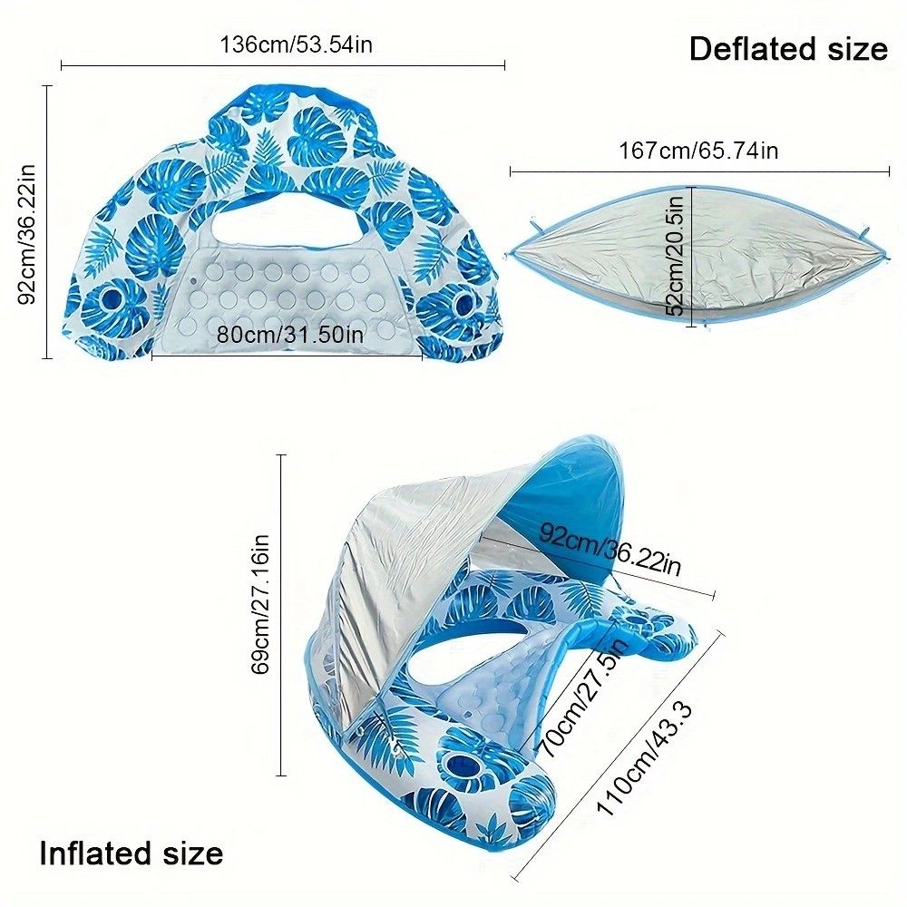 Adult Pool Floating Bed with Canopy: Upgraded Large Space, Adjustable Shade, Ergonomic Headrest, Dual Cup V1232-ZYPZY002