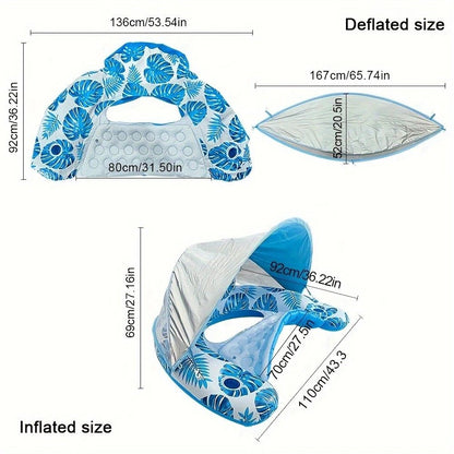 Adult Pool Floating Bed with Canopy: Upgraded Large Space, Adjustable Shade, Ergonomic Headrest, Dual Cup V1232-ZYPZY002