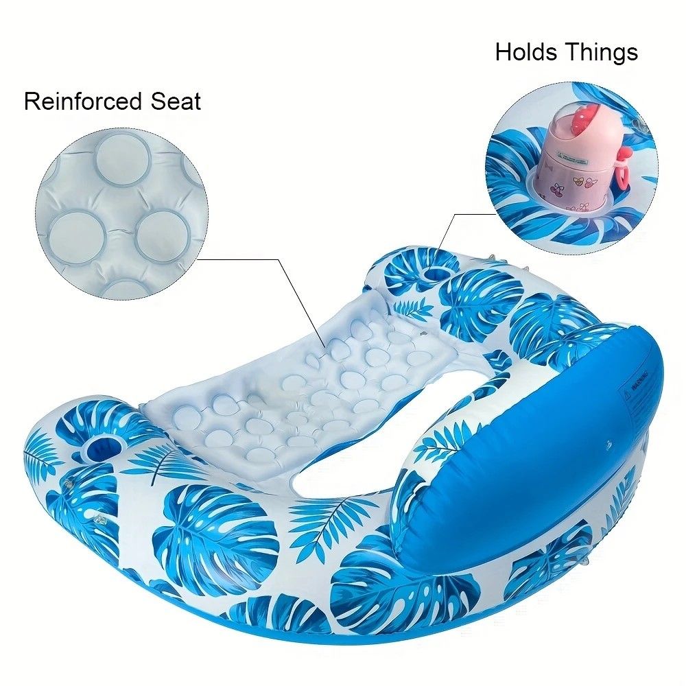 Adult Pool Floating Bed with Canopy: Upgraded Large Space, Adjustable Shade, Ergonomic Headrest, Dual Cup V1232-ZYPZY002