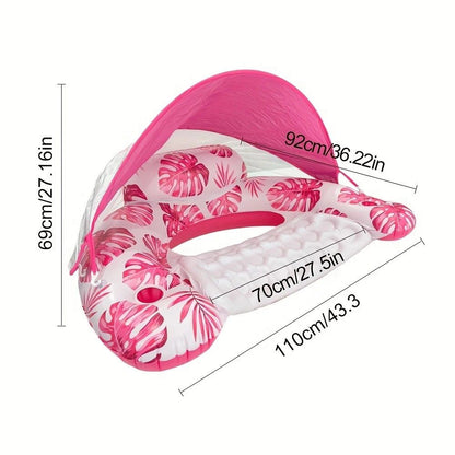 Adult Pool Floating Bed with Canopy: Upgraded Large Space, Adjustable Shade, Ergonomic Headrest, Dual Cup V1232-ZYPZY002