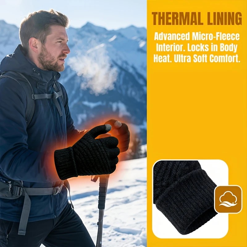 Unisex Winter Gloves - Thermal, Thickened, Waterproof, Windproof, Touchscreen Compatible V1232-ZZST001