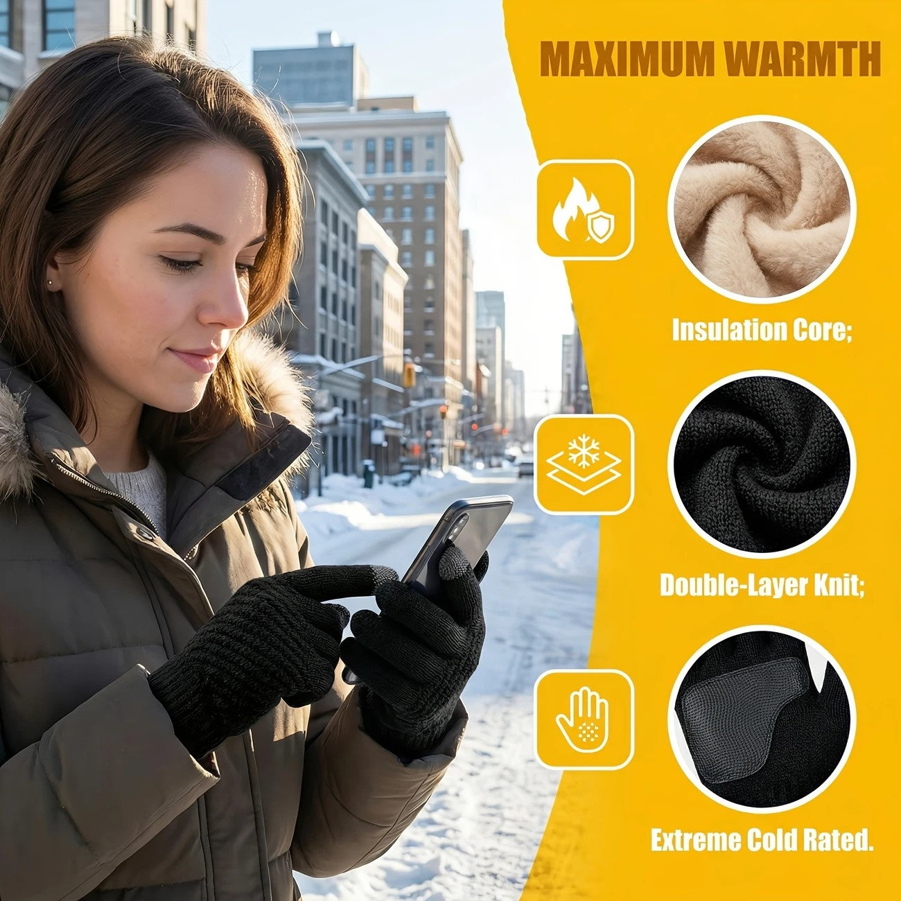 Unisex Winter Gloves - Thermal, Thickened, Waterproof, Windproof, Touchscreen Compatible V1232-ZZST001