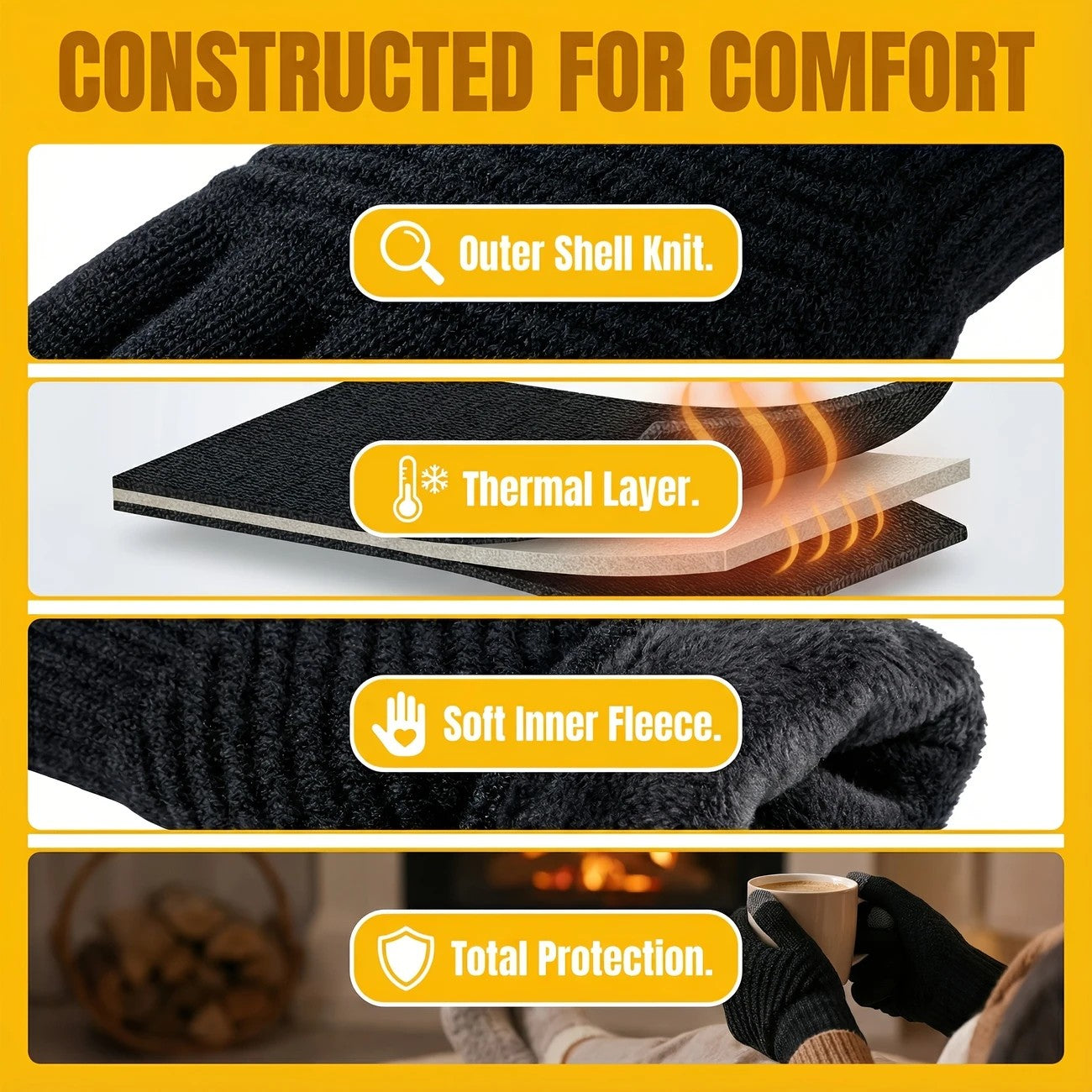 Unisex Winter Gloves - Thermal, Thickened, Waterproof, Windproof, Touchscreen Compatible V1232-ZZST001