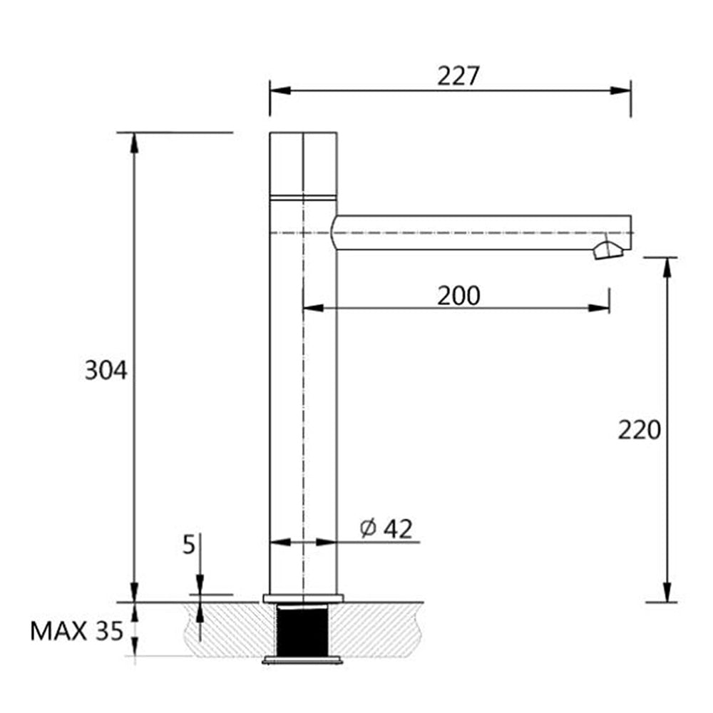 WELS 6L/min Tall Basin Mixer Vanity Sink Bubble Faucet Tap Laundry Chrome Round V1233-110193CR