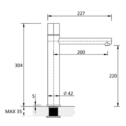 WELS 6L/min Tall Basin Mixer Vanity Sink Bubble Faucet Tap Laundry Chrome Round V1233-110193CR