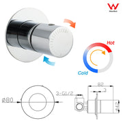 Chrome Bath Control Shower Mixer Brass Round Wall Mounted Hot Cold Water Valve V1233-230166CR