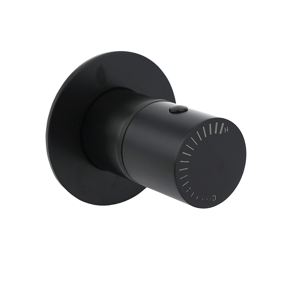 Watermark Matt Black Round Bath Shower Mixer Hot Cold Tap Valve Turn No Handle V1233-230166PH