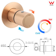 Watermark Round Shower Mixer Brass Hot Cold Water Tap Valve Brushed Rose Gold V1233-230166RG
