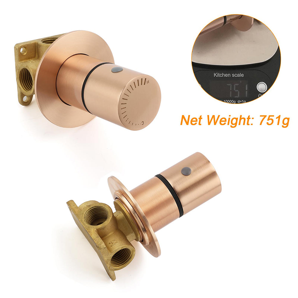 Watermark Round Shower Mixer Brass Hot Cold Water Tap Valve Brushed Rose Gold V1233-230166RG