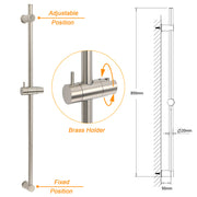 Solid Brass Brushed Nickel Long Sliding Rail Bar Swivel Handheld Shower Holder V1233-376704ROBN
