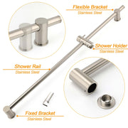 Solid Brass Brushed Nickel Long Sliding Rail Bar Swivel Handheld Shower Holder V1233-376704ROBN