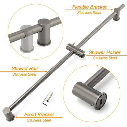Gun Metal Grey Brass 850mm Long Sliding Rail Bar Swivel Handheld Shower Holder Bracket V1233-376704ROGM